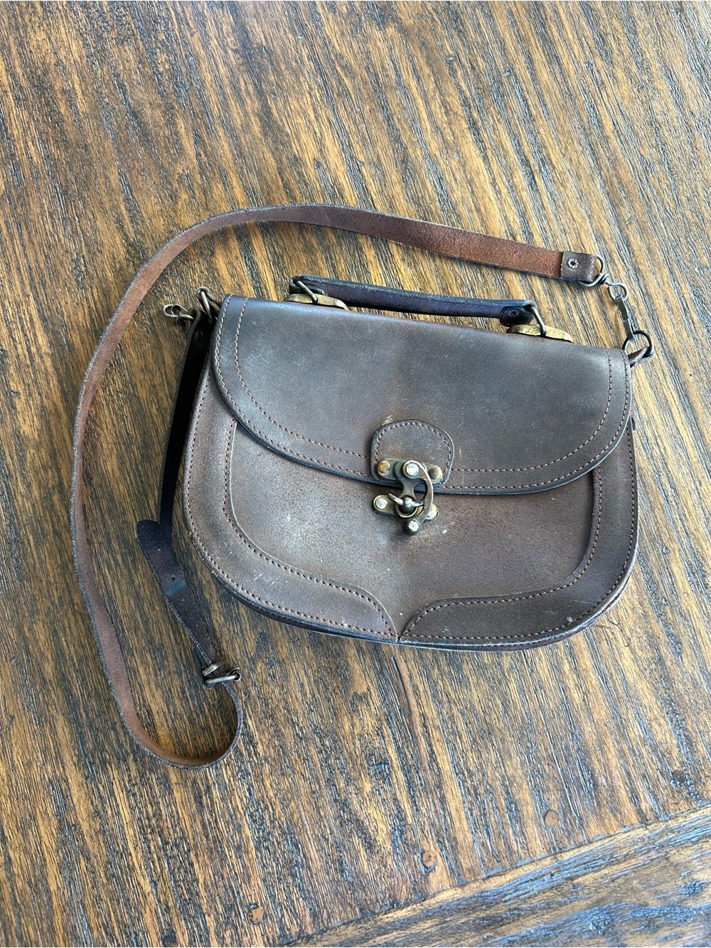 Caiman Vintage 80s Leather Made In Greece Chocolate Brown Messenger Bag
